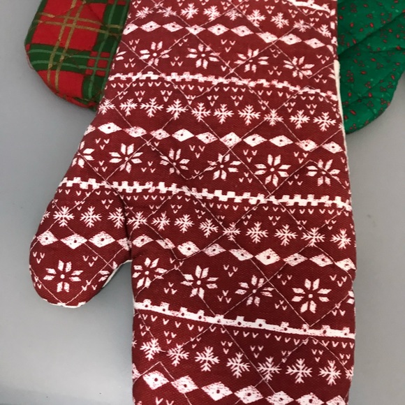 Vintage NOS 4pc Christmas holiday oven bake mitten gloves bundle - Picture 3 of 10